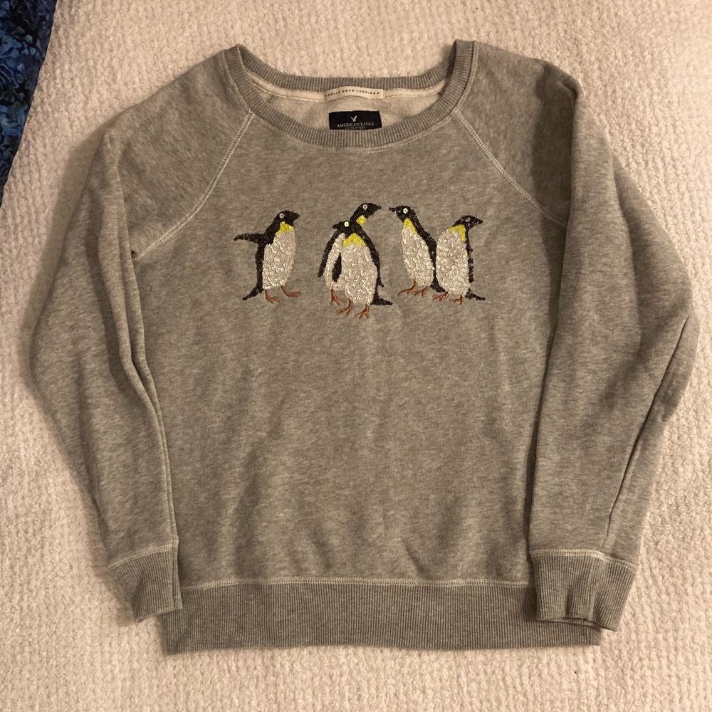sparkly penguin crewneck sweatshirt